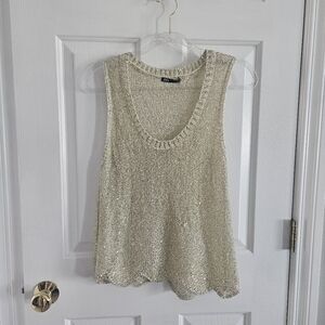 NWOT Zara Metallic Gold Knit Wavy Top